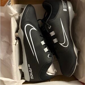 Nike Black and White Athletic Cleats with White Swoosh